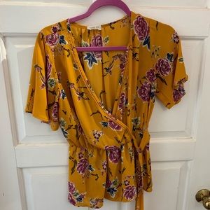 Mustard floral blouse